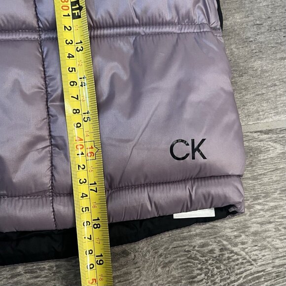 Calvin Klein Performance Metallic Cropped Puffer Vest Size Large Lavender Boxy - Picture 7 of 9